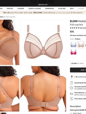 Elomi Matilda Full-Cup Bra in Praline 38GG (UK) / 38J (US)